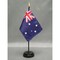 Australia Desk Flag with Base; American Made Rayon 4x6 inch Miniature Table Set Includes One Small Mini Country Stick Flags and One Black Stand